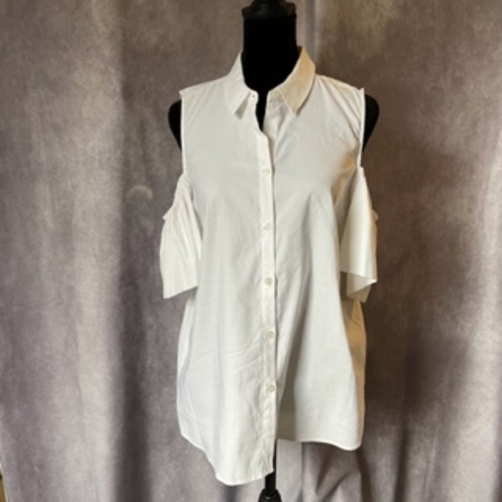 Antonio Melani White Cold Shoulder Top Size M